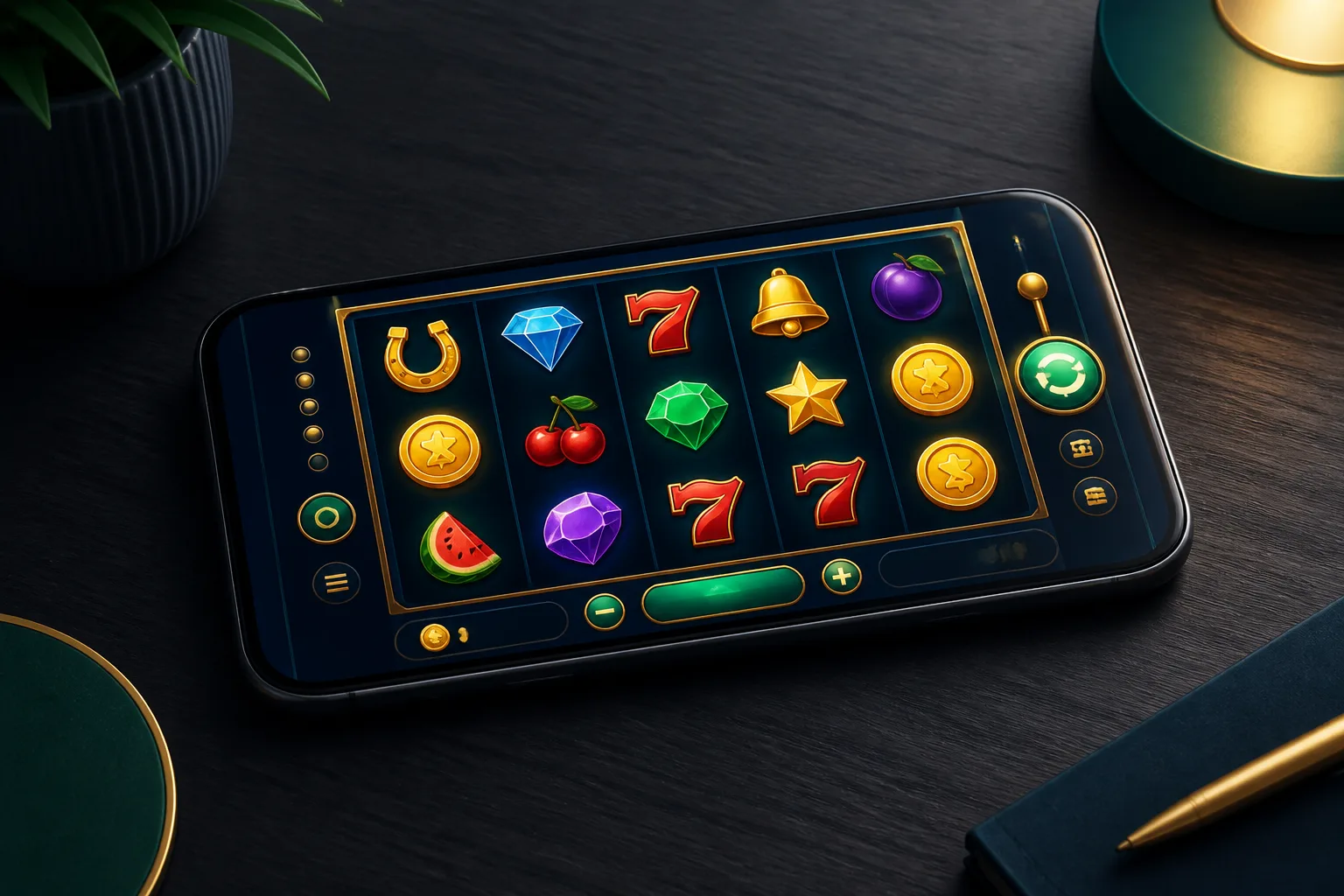 A close up view of a smartphone screen displaying a colorful Megaways slot machine interface with dynamic reels